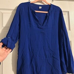 Old Navy Blue Relaxed Fit Mandarin Collar Tunic